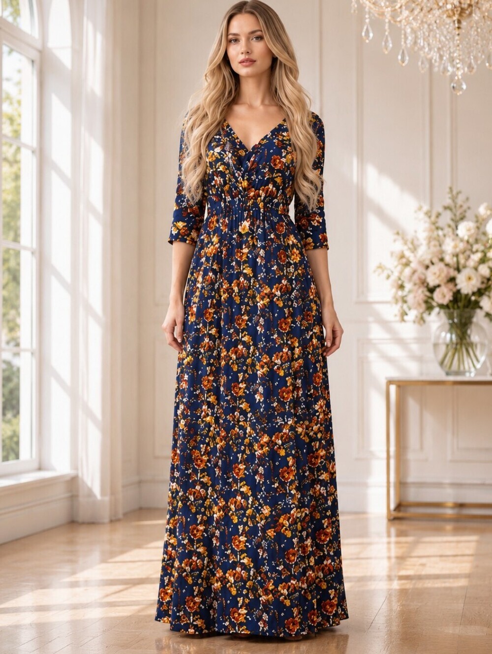 Anthropologie Everly Colorful Watercolor Floral Print Maxi Dress